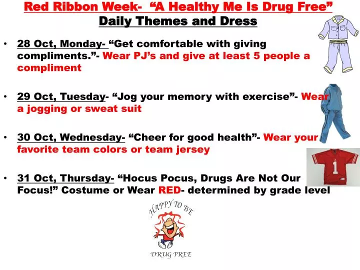 red ribbon week a healthy me is drug free daily themes and dress