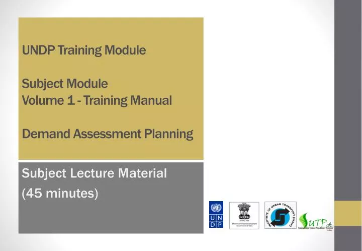 undp training module subject module volume 1 training manual demand assessment planning