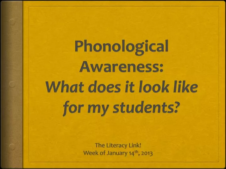 phonological awareness what does it look like for my students