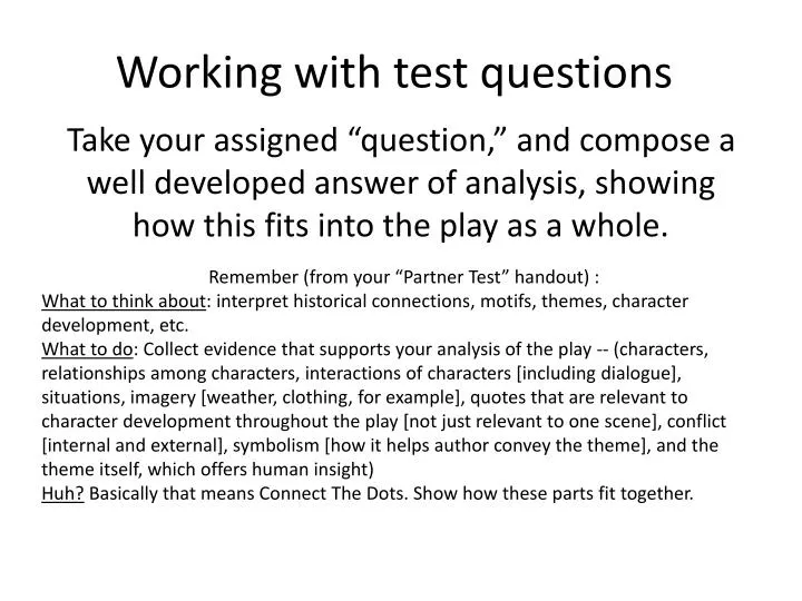 working with test questions