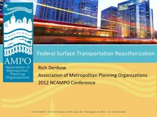 Federal Surface Transportation Reauthorization