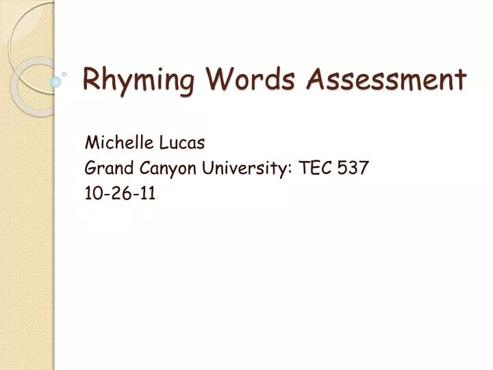 rhyming words assessment