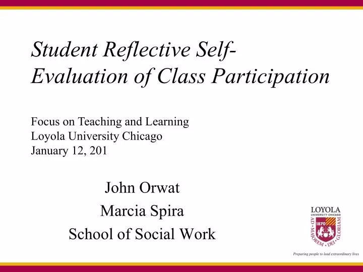 student reflective self evaluation of class participation