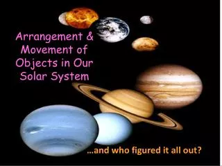 Arrangement &amp; Movement of Objects in Our Solar System
