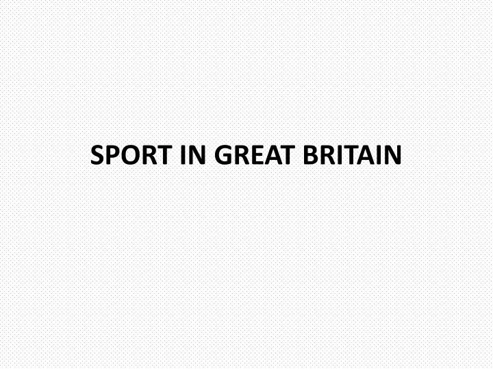 sport in great britain