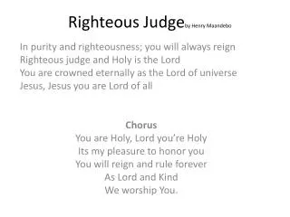 Righteous Judge by Henry Maandebo