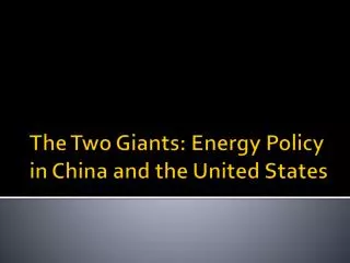 The Two Giants: Energy Policy in China and the United States