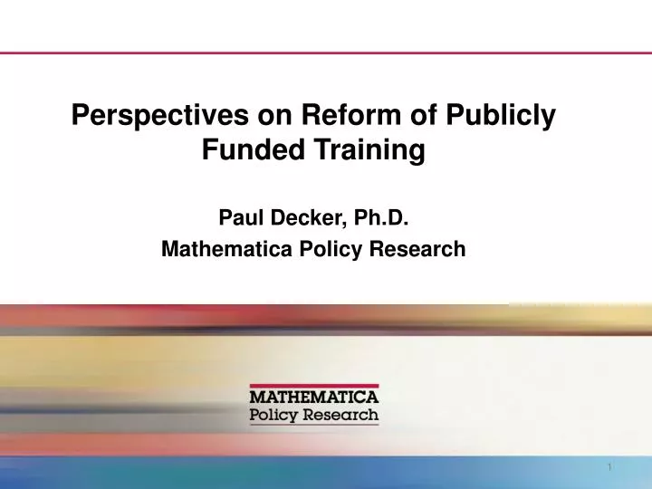 perspectives on reform of publicly funded training