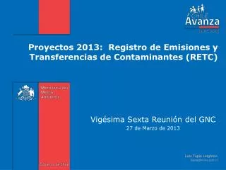 proyectos 2013 registro de emisiones y transferencias de contaminantes retc