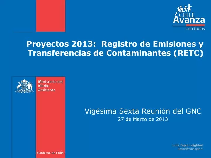 proyectos 2013 registro de emisiones y transferencias de contaminantes retc