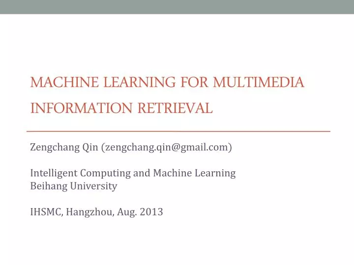 machine learning for multimedia information retrieval