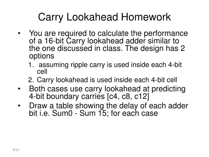 carry lookahead homework