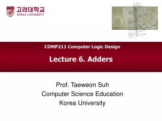Lecture 6. Adders