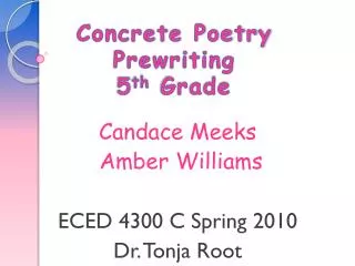 Concrete Poetry Prewriting 5 th Grade