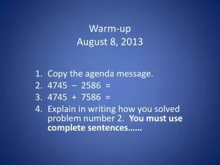Warm-up August 8, 2013