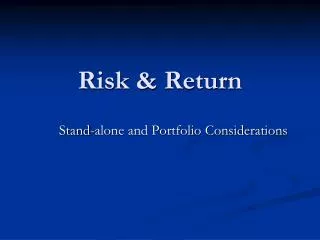 Risk &amp; Return