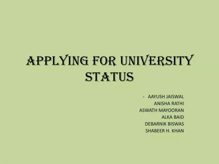 applying for university status