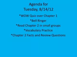 agenda for tuesday 8 14 12