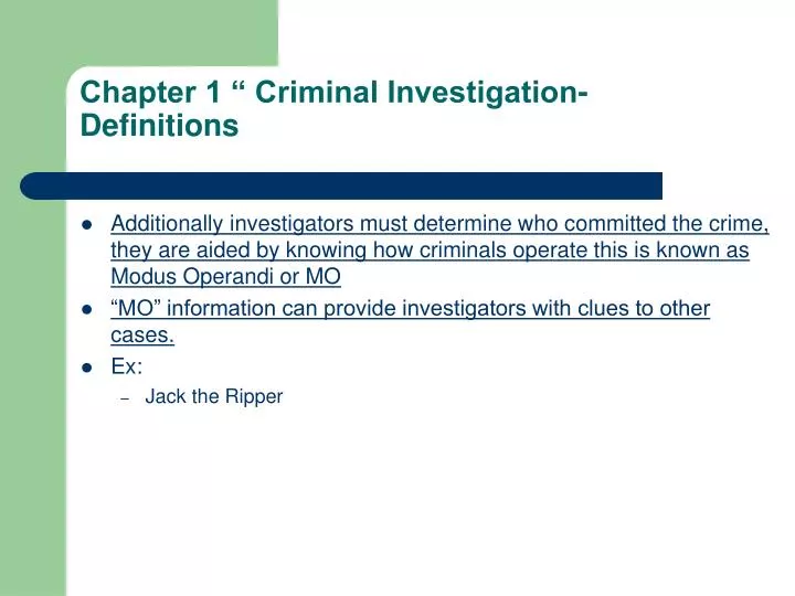 chapter 1 criminal investigation definitions