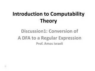 Introduction to Computability Theory