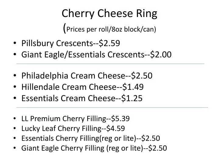 cherry cheese ring prices per roll 8oz block can