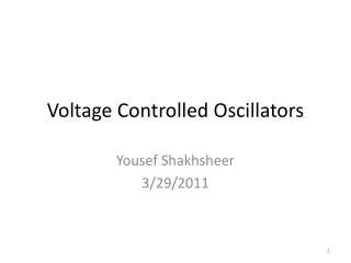 Voltage Controlled Oscillators