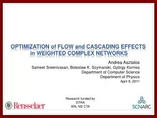 OPTIMIZATION of FLOW and CASCADING EFFECTS in WEIGHTED COMPLEX NETWORKS