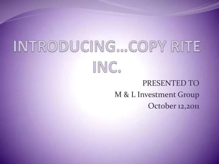 introducing copy rite inc