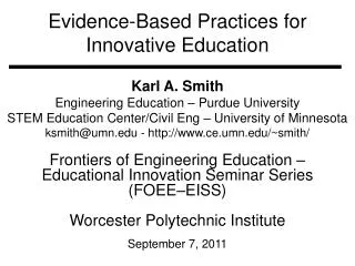 Evidence-Based Practices for Innovative Education