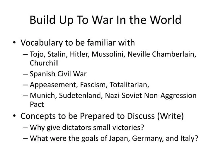 build up to war in the world