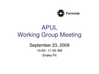 APUL Working Group Meeting