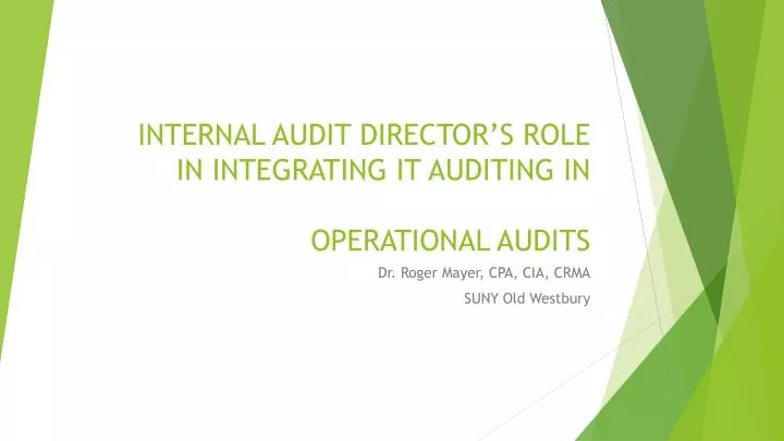PPT - INTERNAL AUDIT DIRECTOR’S ROLE IN INTEGRATING IT AUDITING IN ...