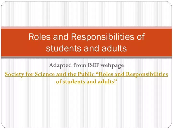 roles and responsibilities of students and adults