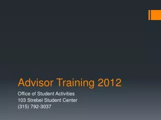 Advisor Training 2012