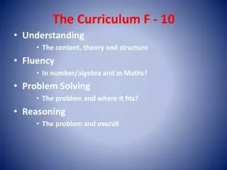 The Curriculum F - 10