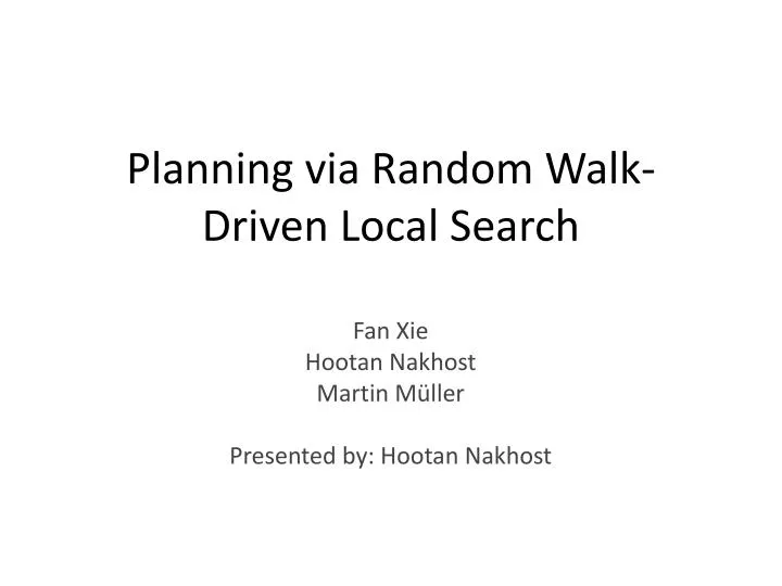 planning via random walk driven local search