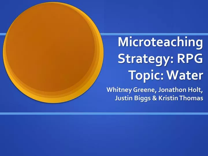 microteaching strategy rpg topic water
