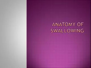 Anatomy of swallowing