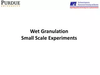 Wet Granulation Small Scale Experiments