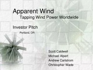 Apparent Wind Tapping Wind Power Worldwide Investor Pitch Portland, OR