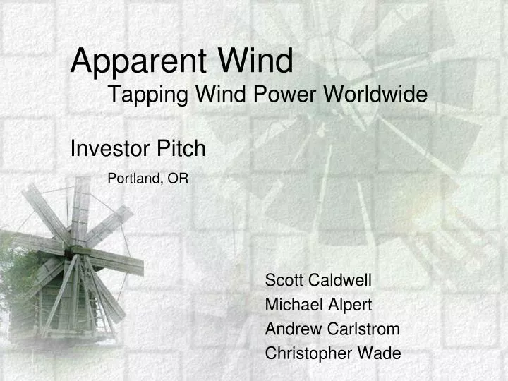 apparent wind tapping wind power worldwide investor pitch portland or