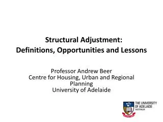 Structural Adjustment: Definitions, Opportunities and Lessons