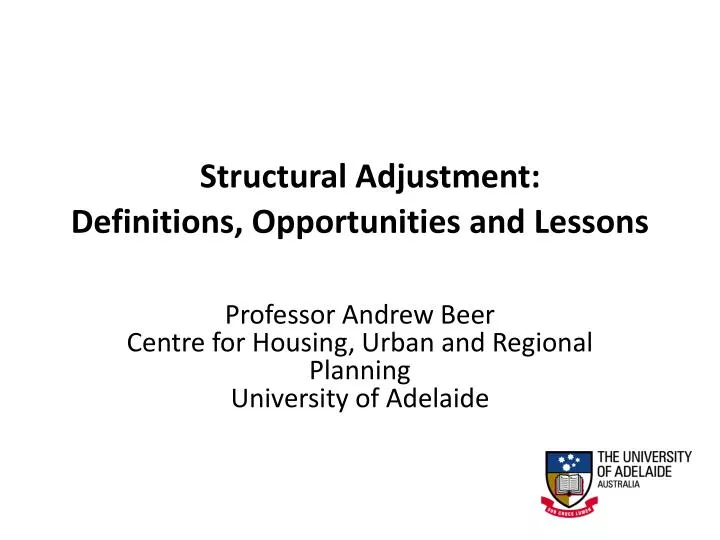 structural adjustment definitions opportunities and lessons