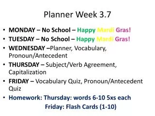 Planner Week 3.7