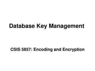 Database Key Management