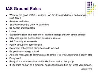 IAS Ground Rules