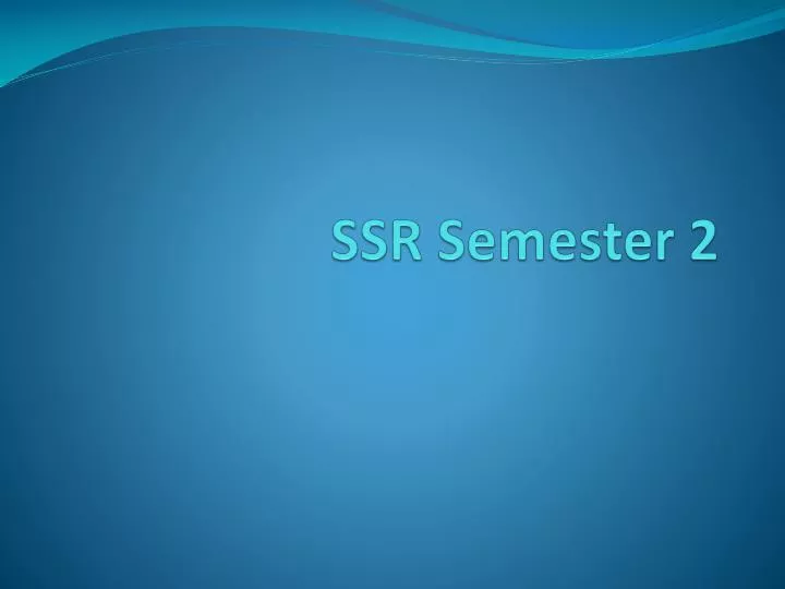ssr semester 2