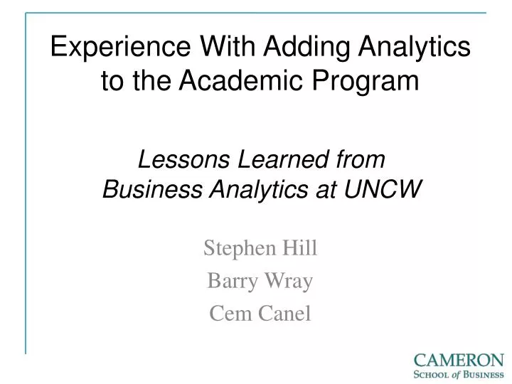 experience with adding analytics to the academic program