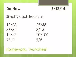 Homework: worksheet