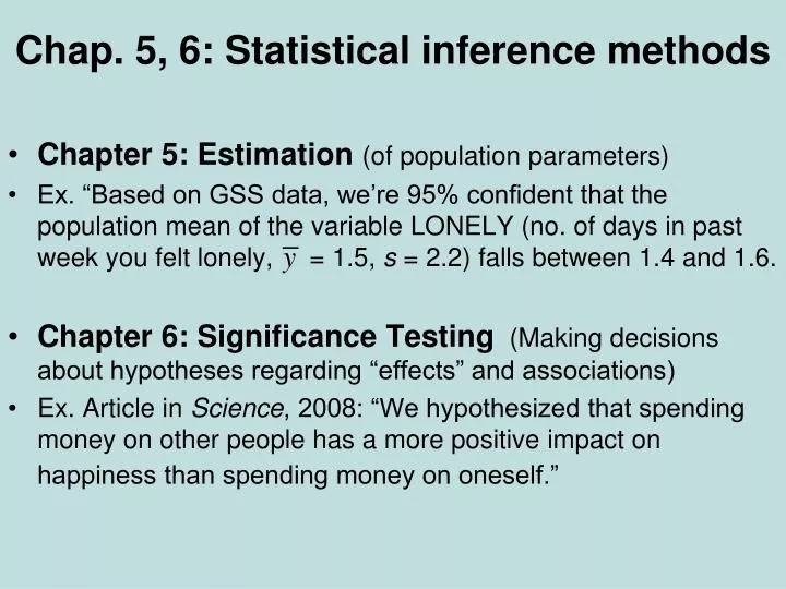 chap 5 6 statistical inference methods